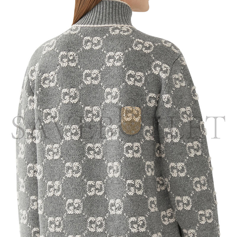 GUCCI GG BOUCLÉ STITCH JACQUARD CARDIGAN 814285